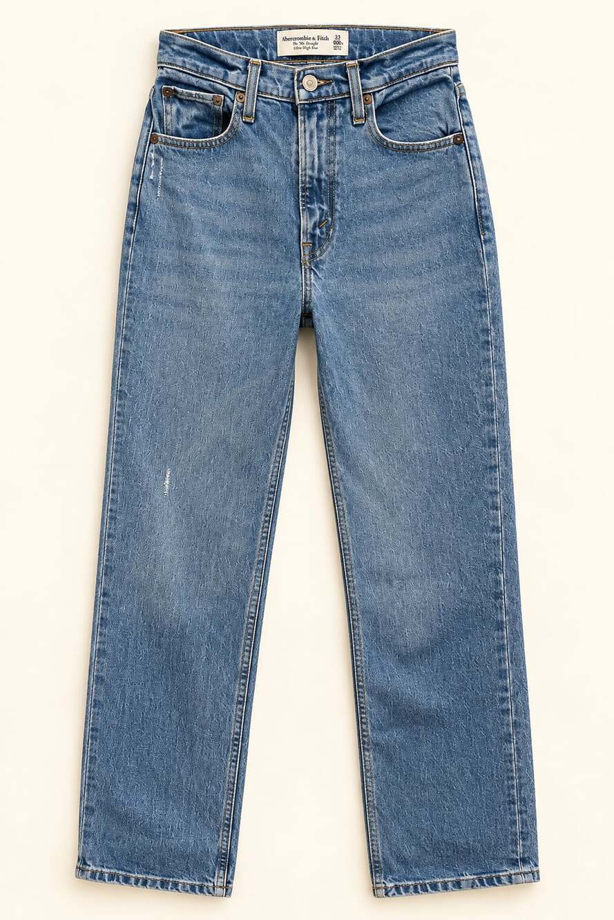Abercrombie ’90s Straight Ultra High Rise Medium Wash Jeans 23 000S